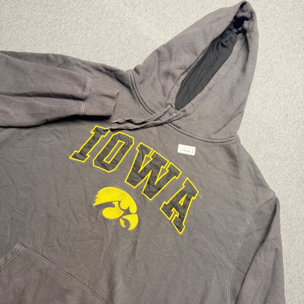 Stadium Athletics Iowa Hawkeyes Hoodie Mens XL Gray Fleece Pullover Sweatshirt